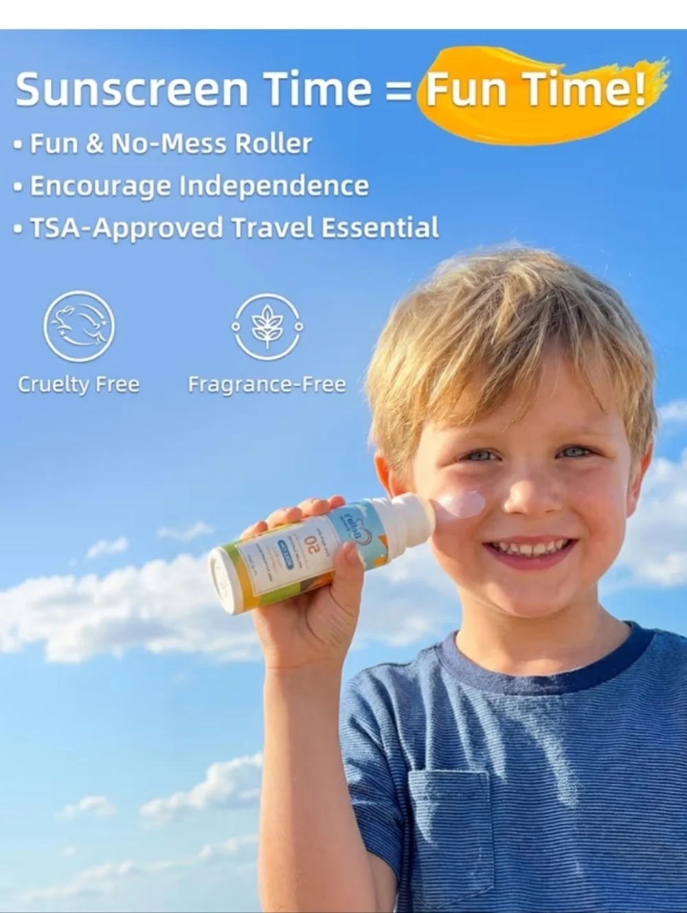 Kids Roll-On Mineral Sunscreen SPF 50, Travel Size, Reef Safe